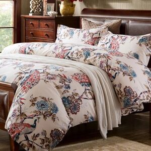 🖤NIB🔺[eikei] Chinoiserie Peacock Paradise Garden TWIN SIZED Duvet Cover Set
